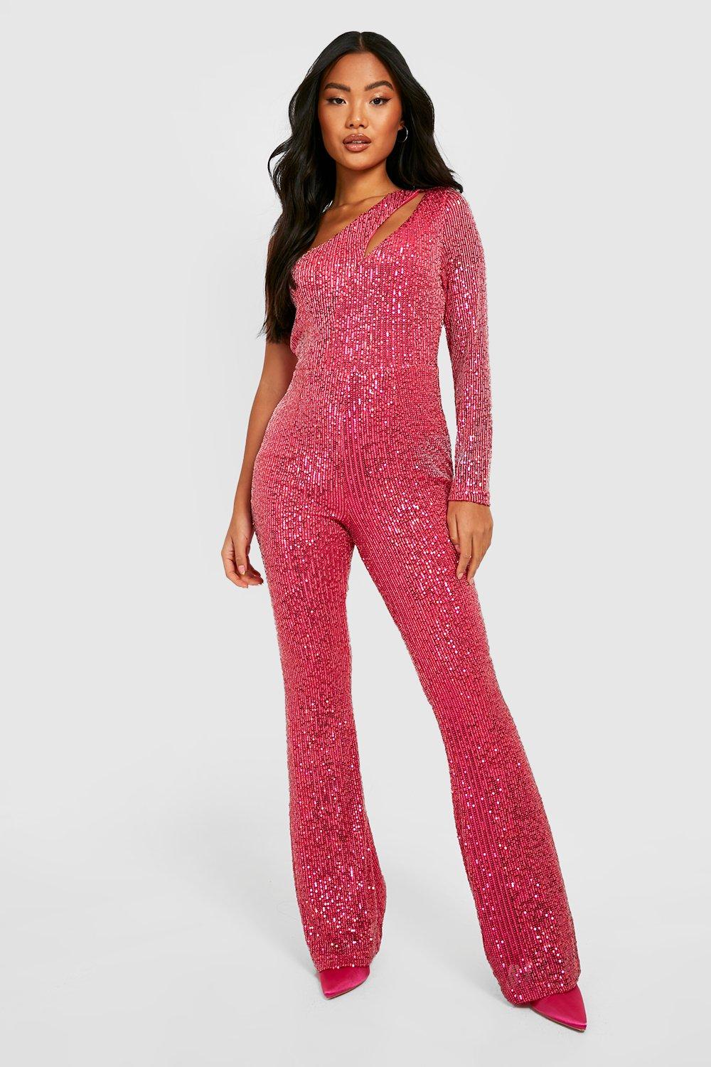 Sequin store jumpsuit boohoo